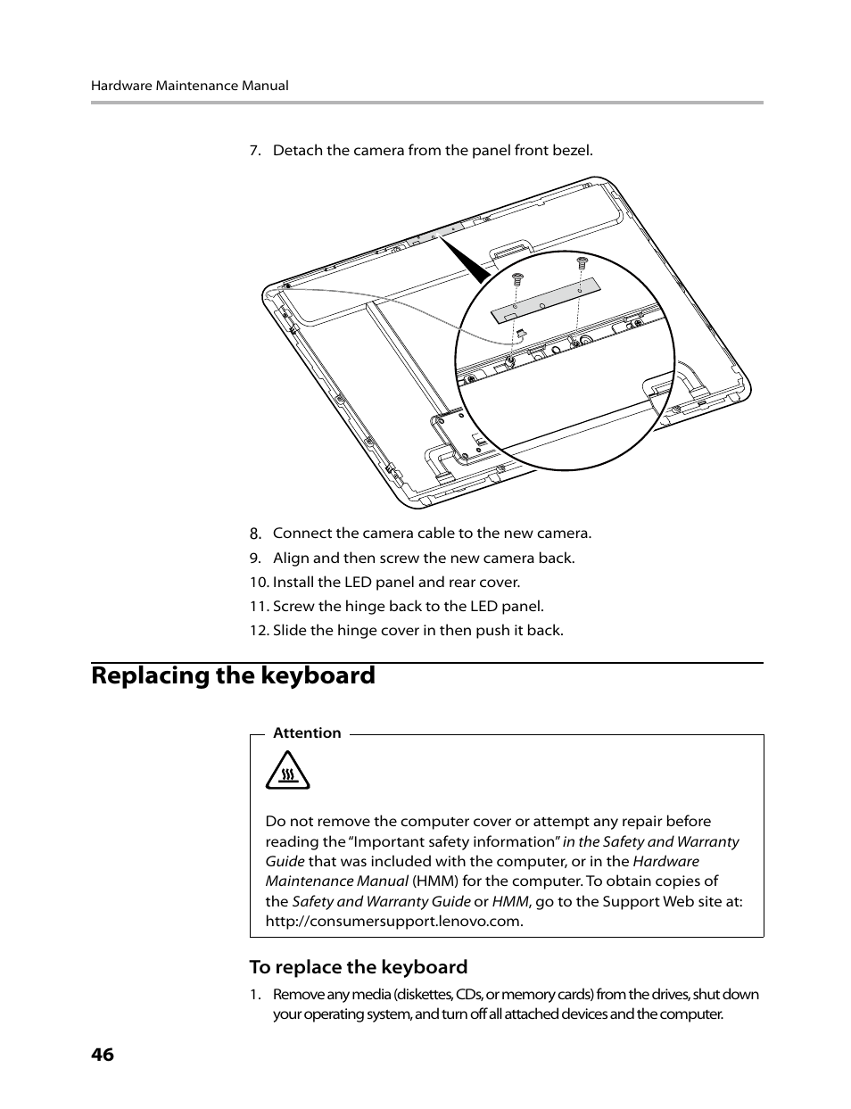 Replacing the keyboard | Lenovo IdeaCentre A300 User Manual | Page 48 / 53
