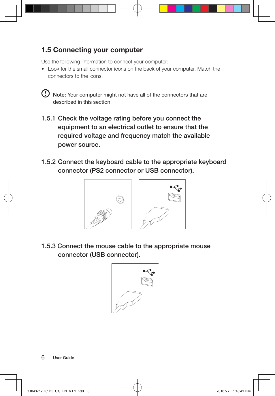 5 connecting your computer | Lenovo IdeaCentre B505 User Manual | Page 11 / 51