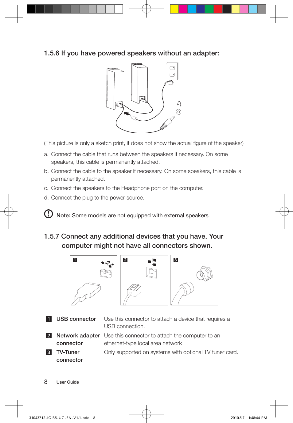 6 if you have powered speakers without an adapter | Lenovo IdeaCentre B505 User Manual | Page 13 / 51