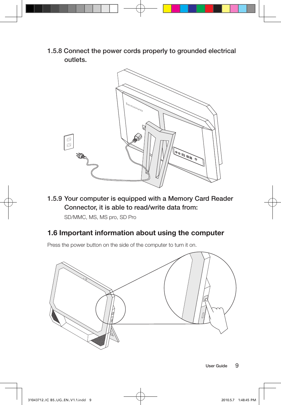 6 important information about using the computer | Lenovo IdeaCentre B505 User Manual | Page 14 / 51