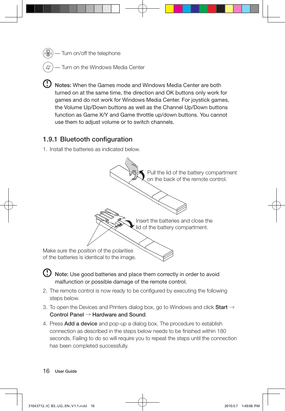 1 bluetooth configuration | Lenovo IdeaCentre B505 User Manual | Page 21 / 51