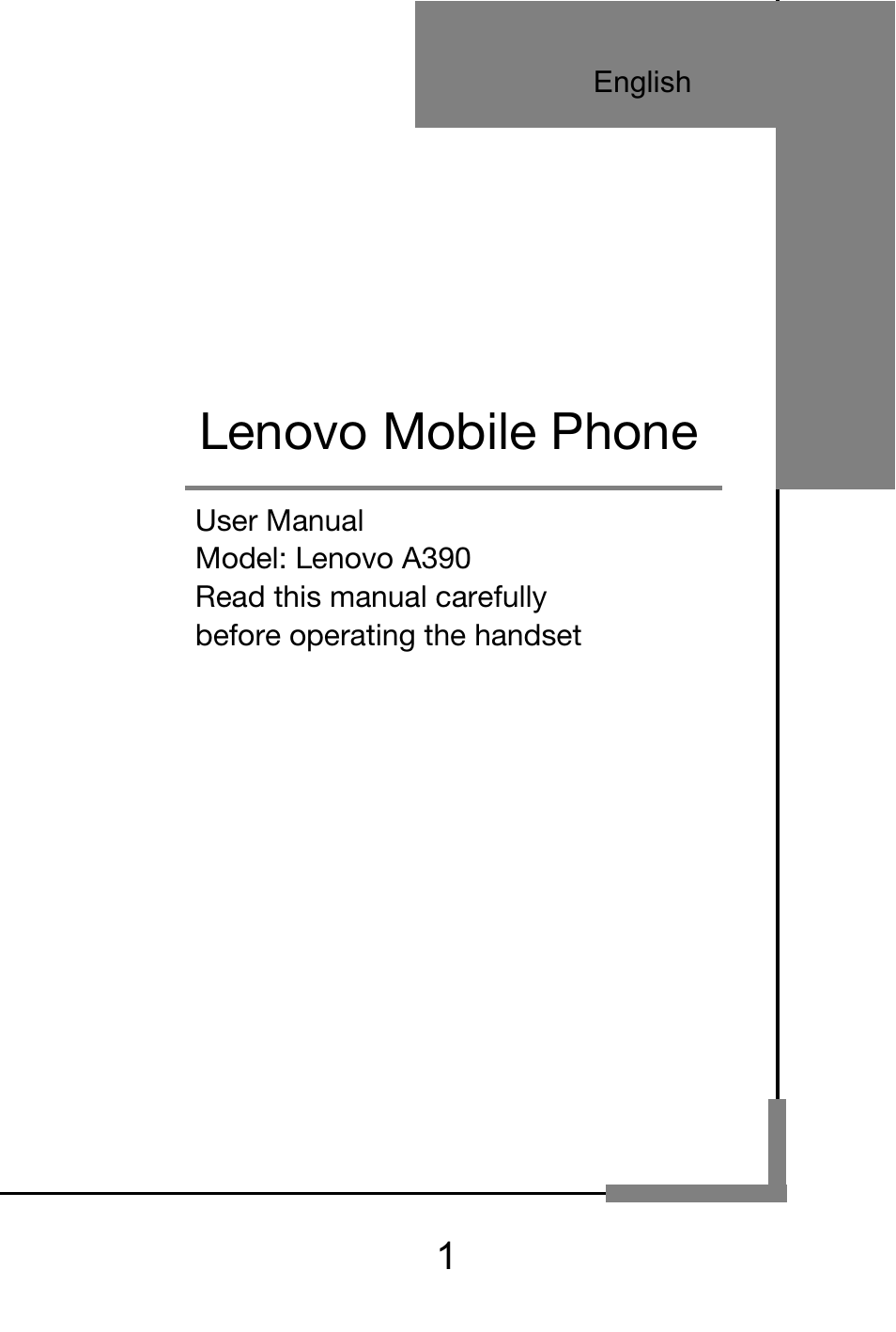 Lenovo A390 Smartphone User Manual | 25 pages