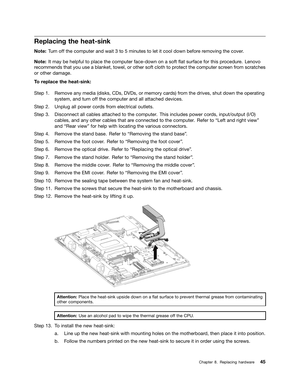 Replacing the heat-sink | Lenovo C355 All-in-One User Manual | Page 51 / 83