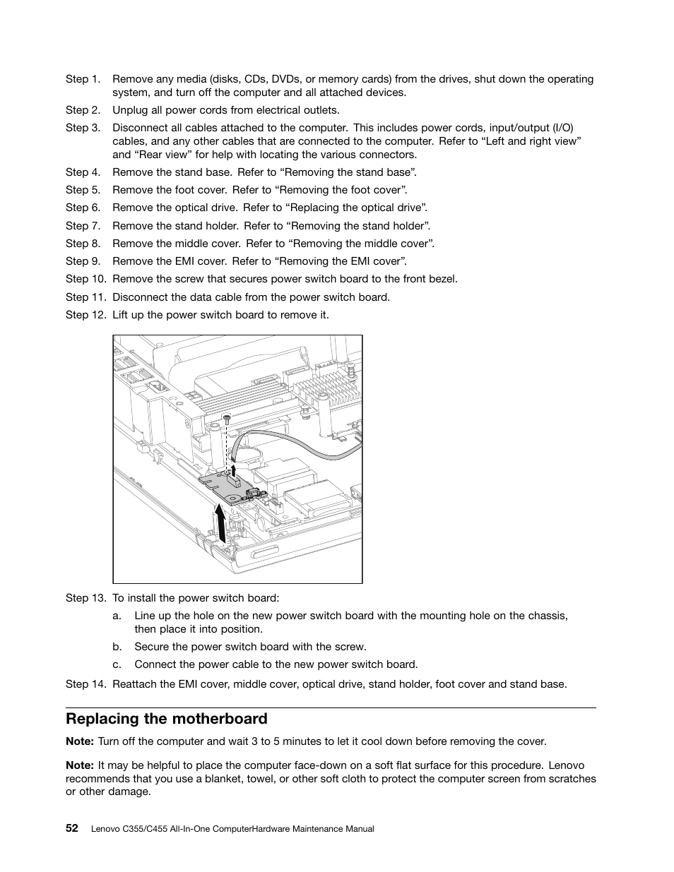 Replacing the motherboard | Lenovo C355 All-in-One User Manual | Page 58 / 83