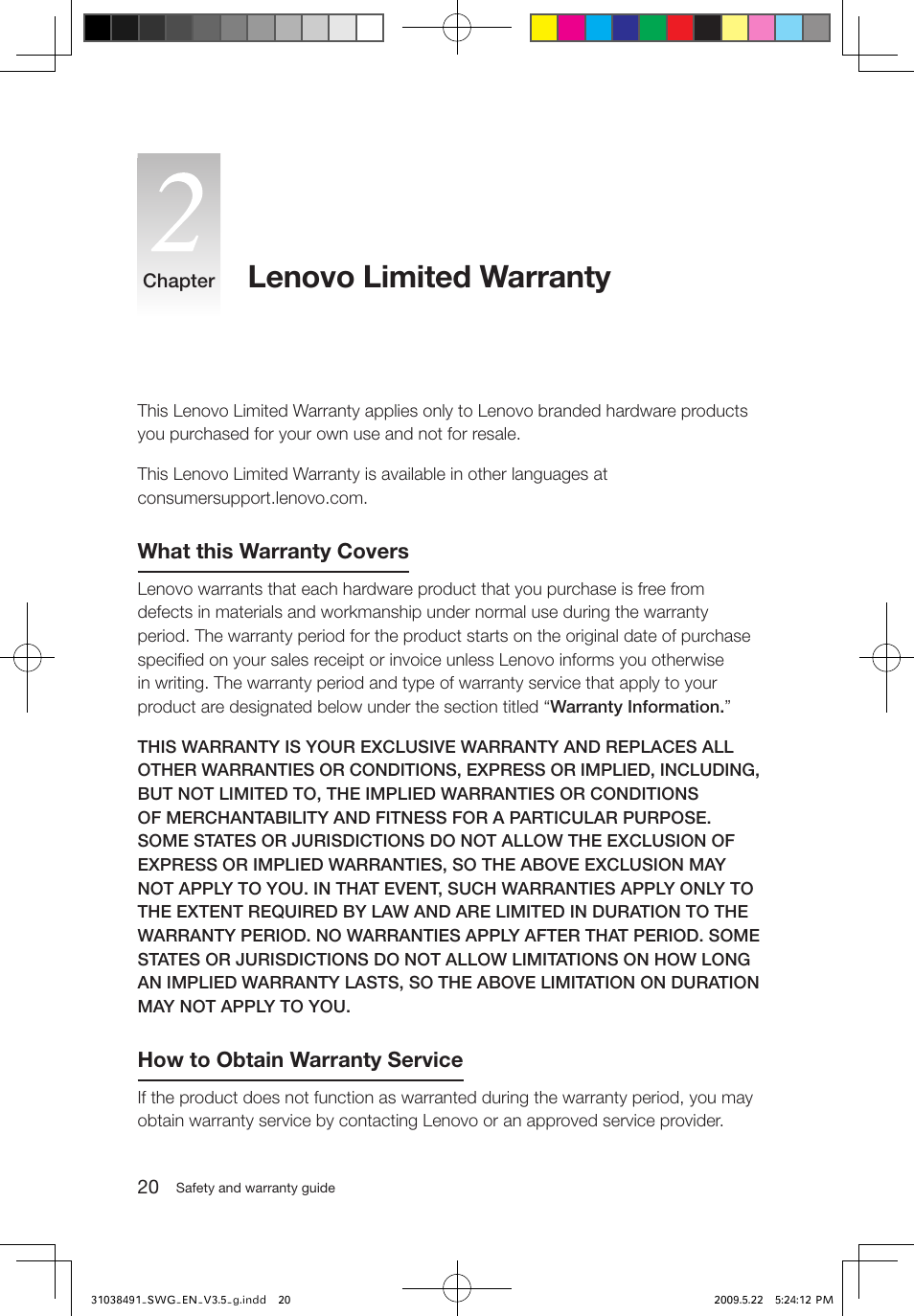 Lenovo limited warranty | Lenovo IdeaCentre Q700 User Manual | Page 25 / 39