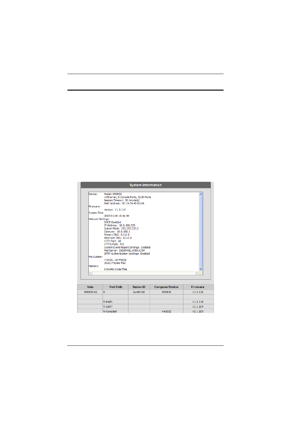 Viewing system information | ATEN ATEN Matrix KVM KM0832 User Manual | Page 108 / 167