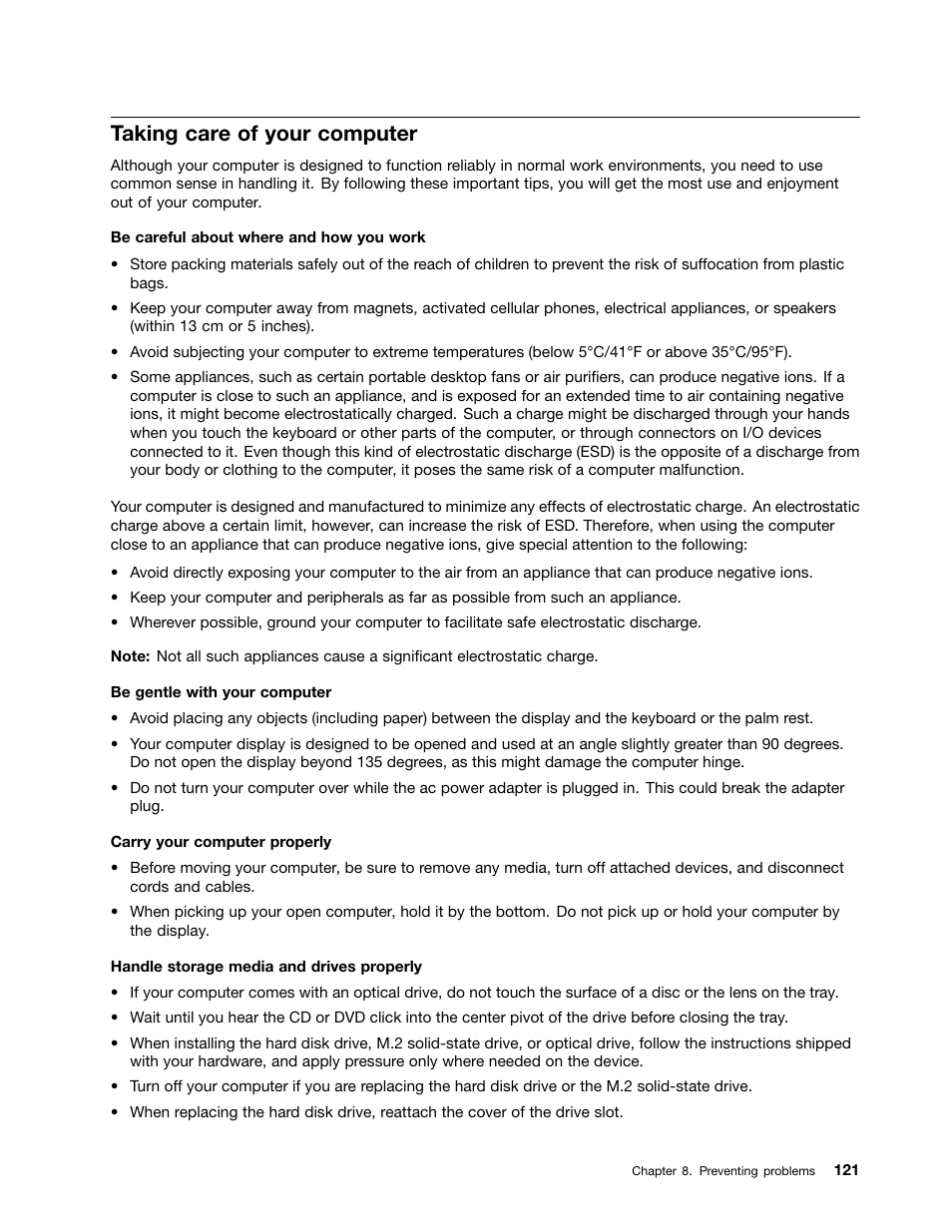 Taking care of your computer | Lenovo ThinkPad Edge E531 User Manual | Page 137 / 182