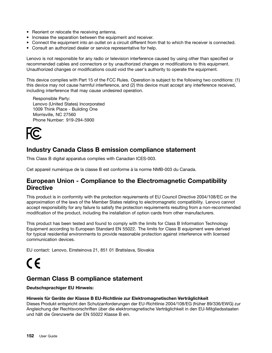 German class b compliance statement | Lenovo ThinkPad Edge E531 User Manual | Page 168 / 182