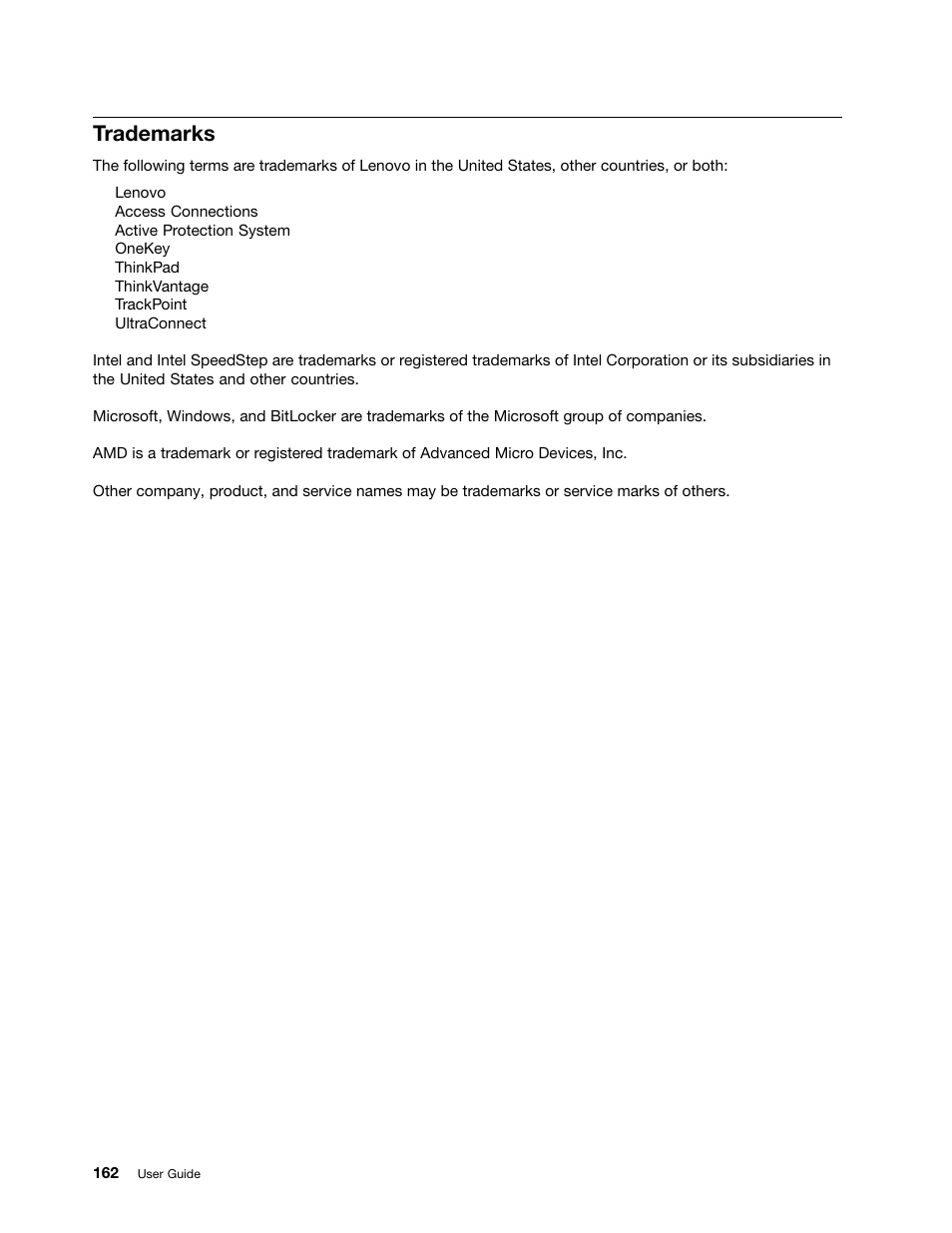 Trademarks | Lenovo ThinkPad Edge E531 User Manual | Page 178 / 182
