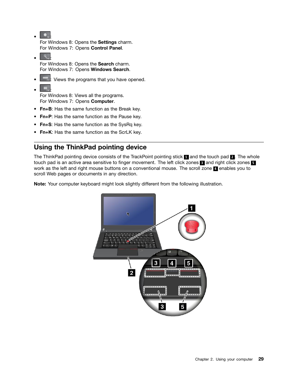 Using the thinkpad pointing device | Lenovo ThinkPad Edge E531 User Manual | Page 45 / 182