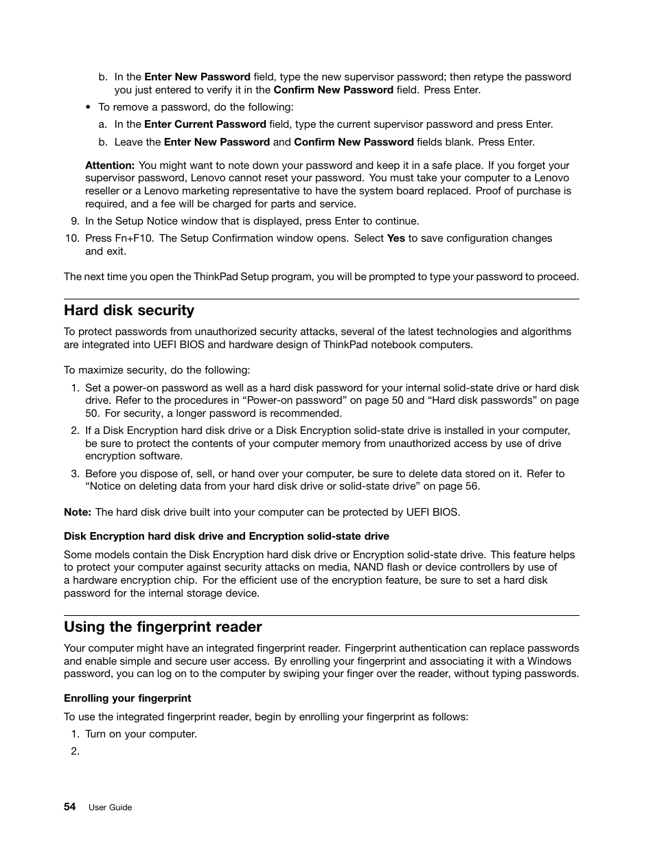 Hard disk security, Using the fingerprint reader | Lenovo ThinkPad Edge E531 User Manual | Page 70 / 182