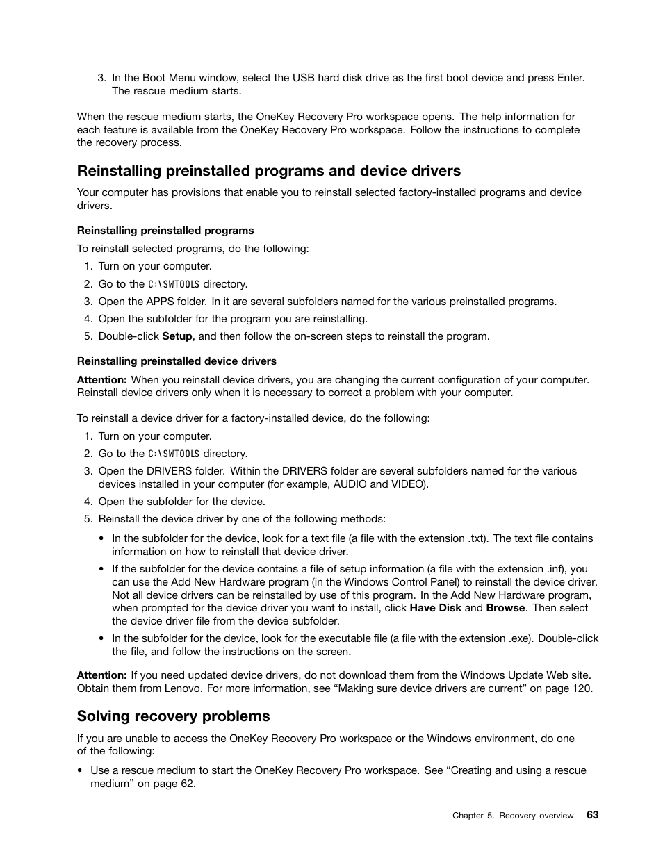Solving recovery problems | Lenovo ThinkPad Edge E531 User Manual | Page 79 / 182