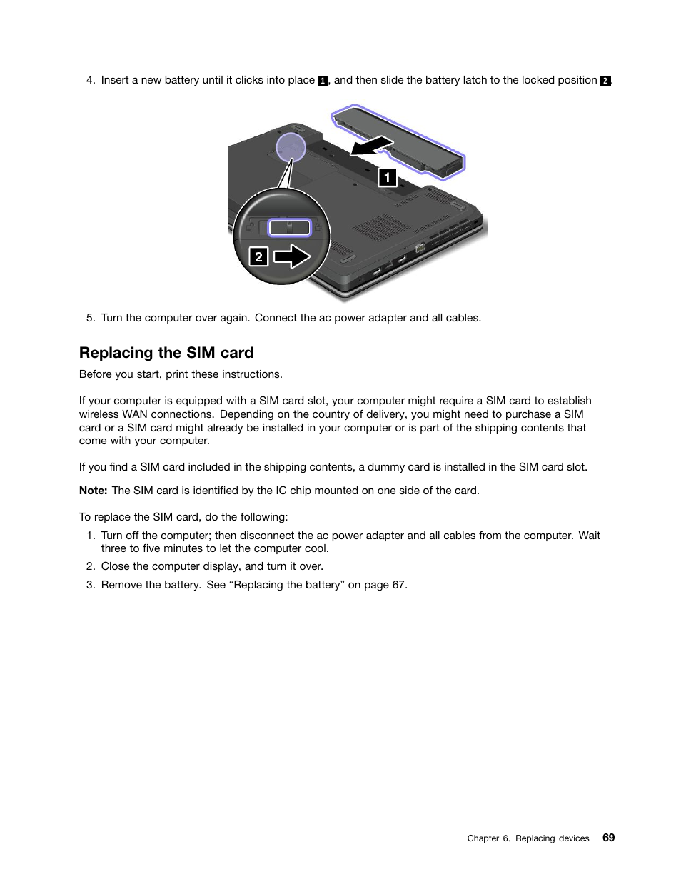 Replacing the sim card | Lenovo ThinkPad Edge E531 User Manual | Page 85 / 182