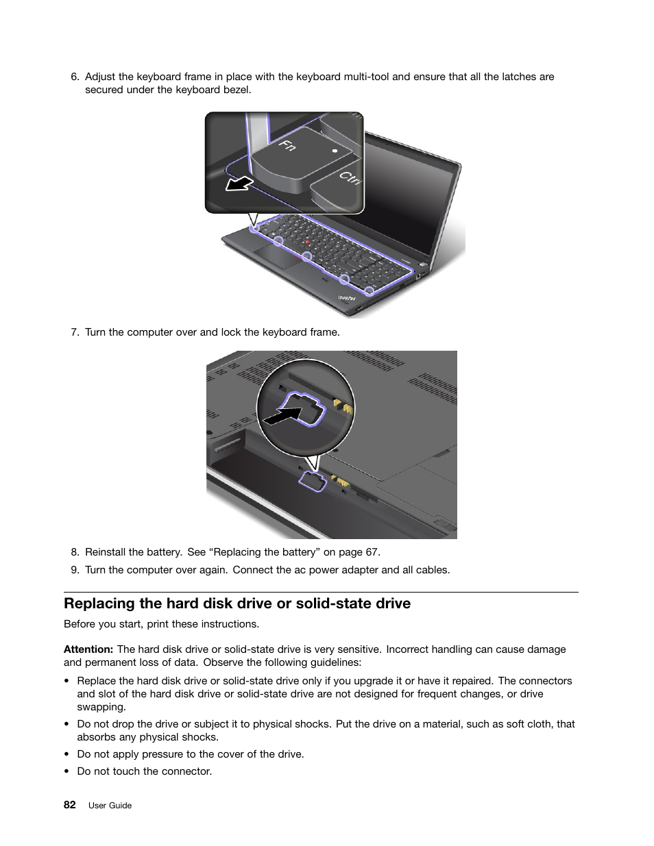 Replacing the hard disk drive or solid-state drive | Lenovo ThinkPad Edge E531 User Manual | Page 98 / 182