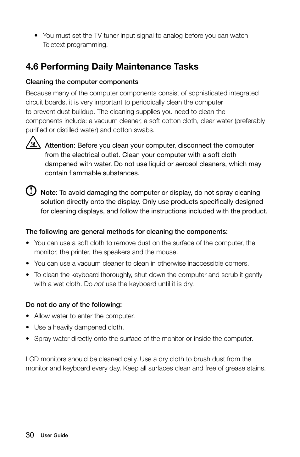 6 performing daily maintenance tasks | Lenovo IdeaCentre K330 User Manual | Page 35 / 35