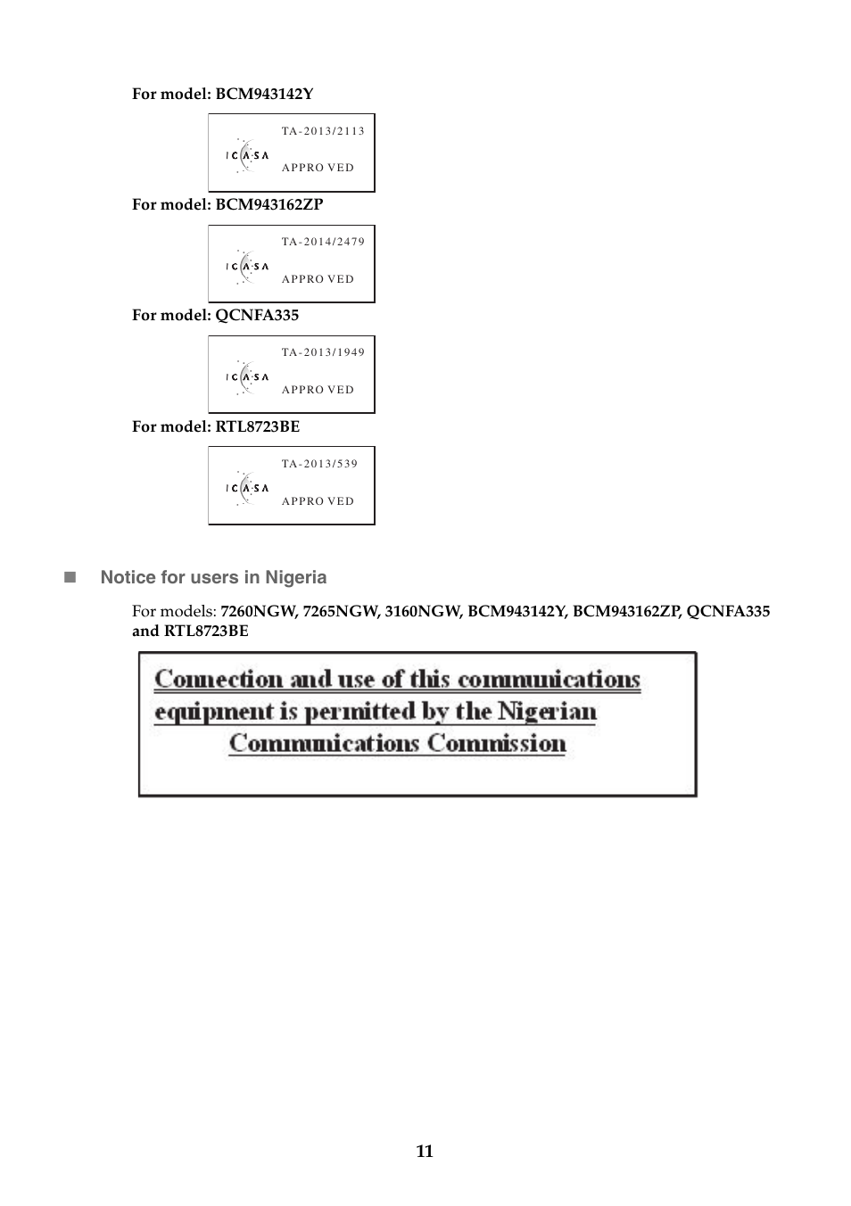 Notice for users in nigeria | Lenovo M50-70 Notebook User Manual | Page 11 / 18