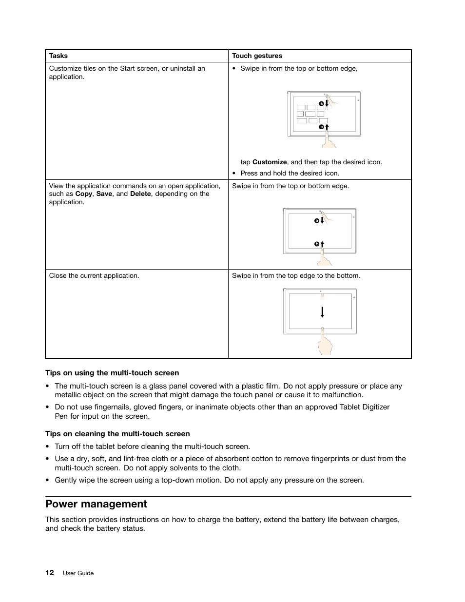 Power management | Lenovo ThinkPad 10 User Manual | Page 20 / 102