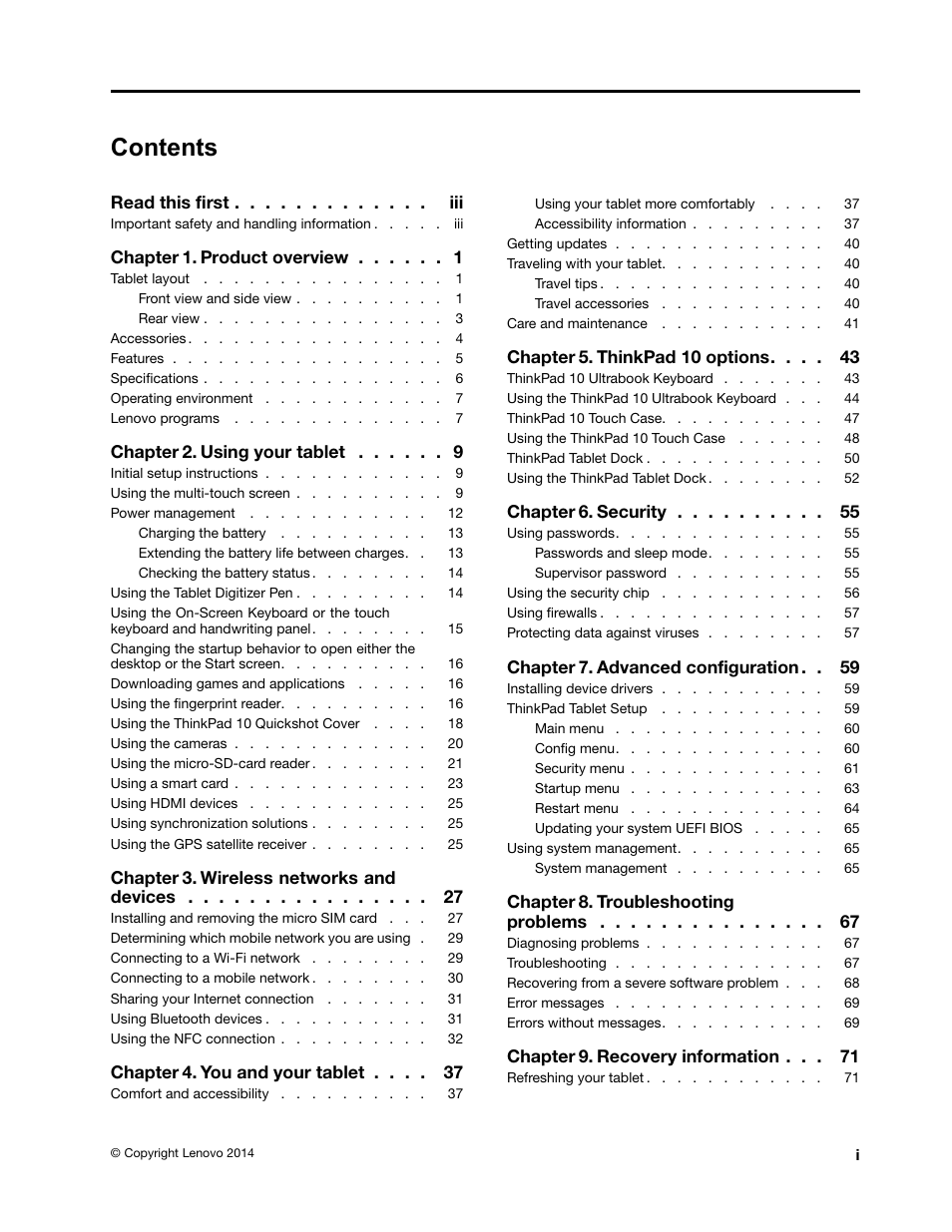 Lenovo ThinkPad 10 User Manual | Page 3 / 102