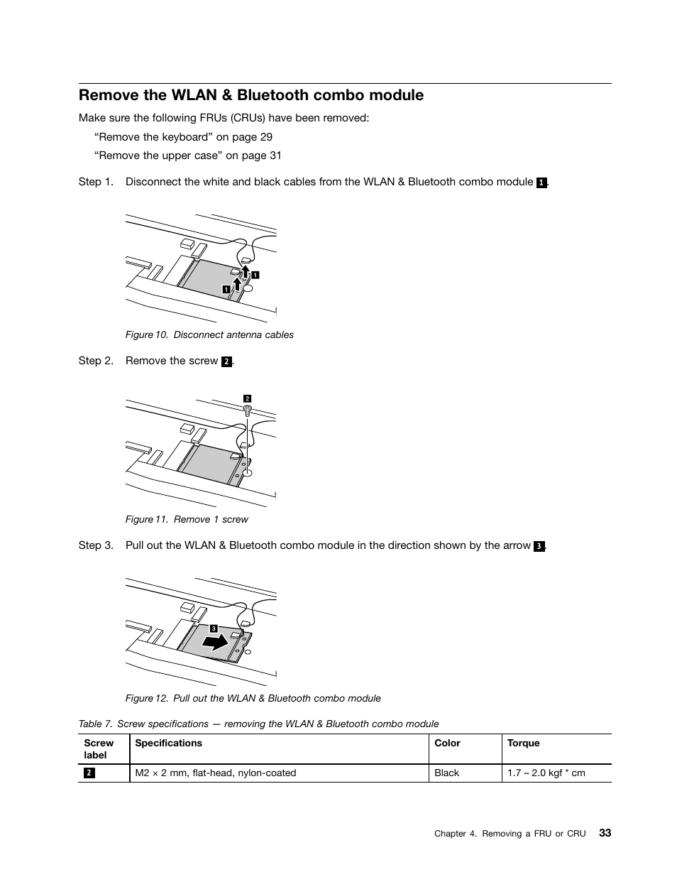 Remove the wlan & bluetooth combo module | Lenovo N20 Chromebook User Manual | Page 39 / 62