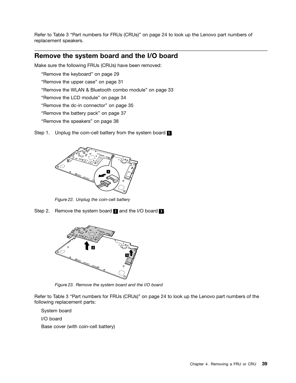 Remove the system board and the i/o board | Lenovo N20 Chromebook User Manual | Page 45 / 62