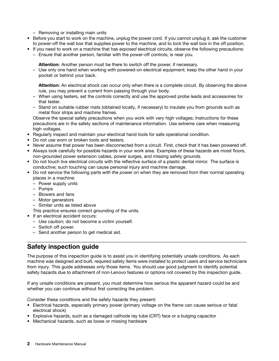 Safety inspection guide | Lenovo N20 Chromebook User Manual | Page 8 / 62