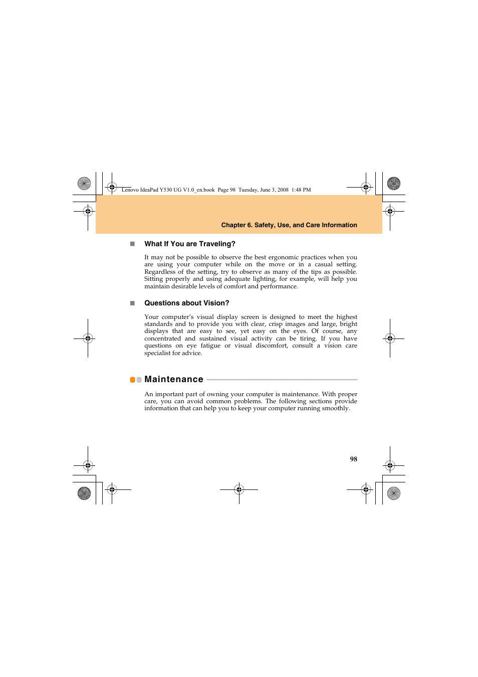 Maintenance | Lenovo IdeaPad Y530 User Manual | Page 107 / 152