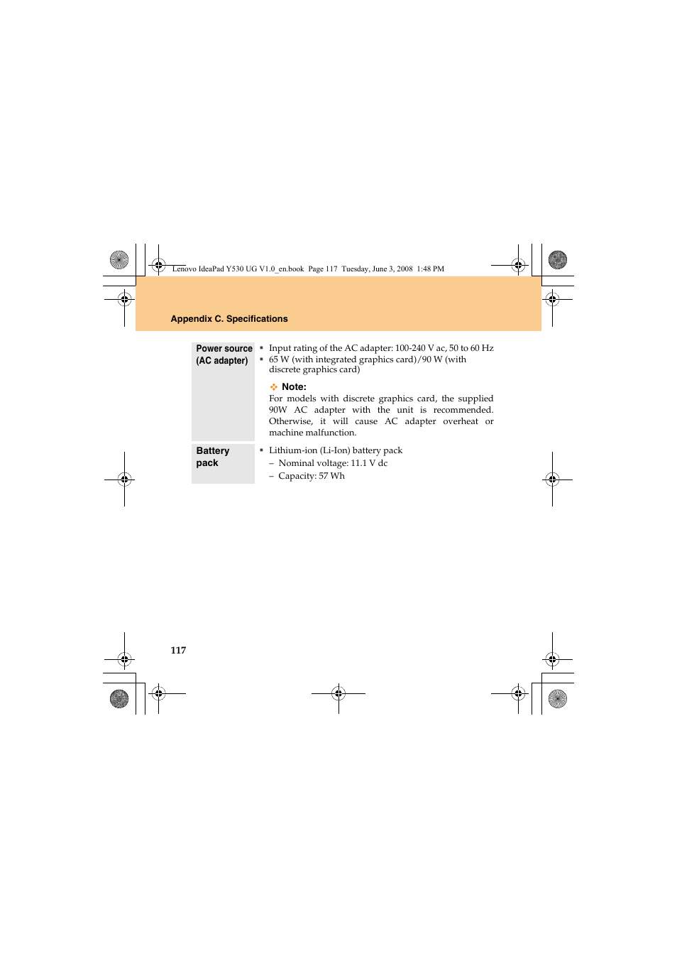 Lenovo IdeaPad Y530 User Manual | Page 126 / 152