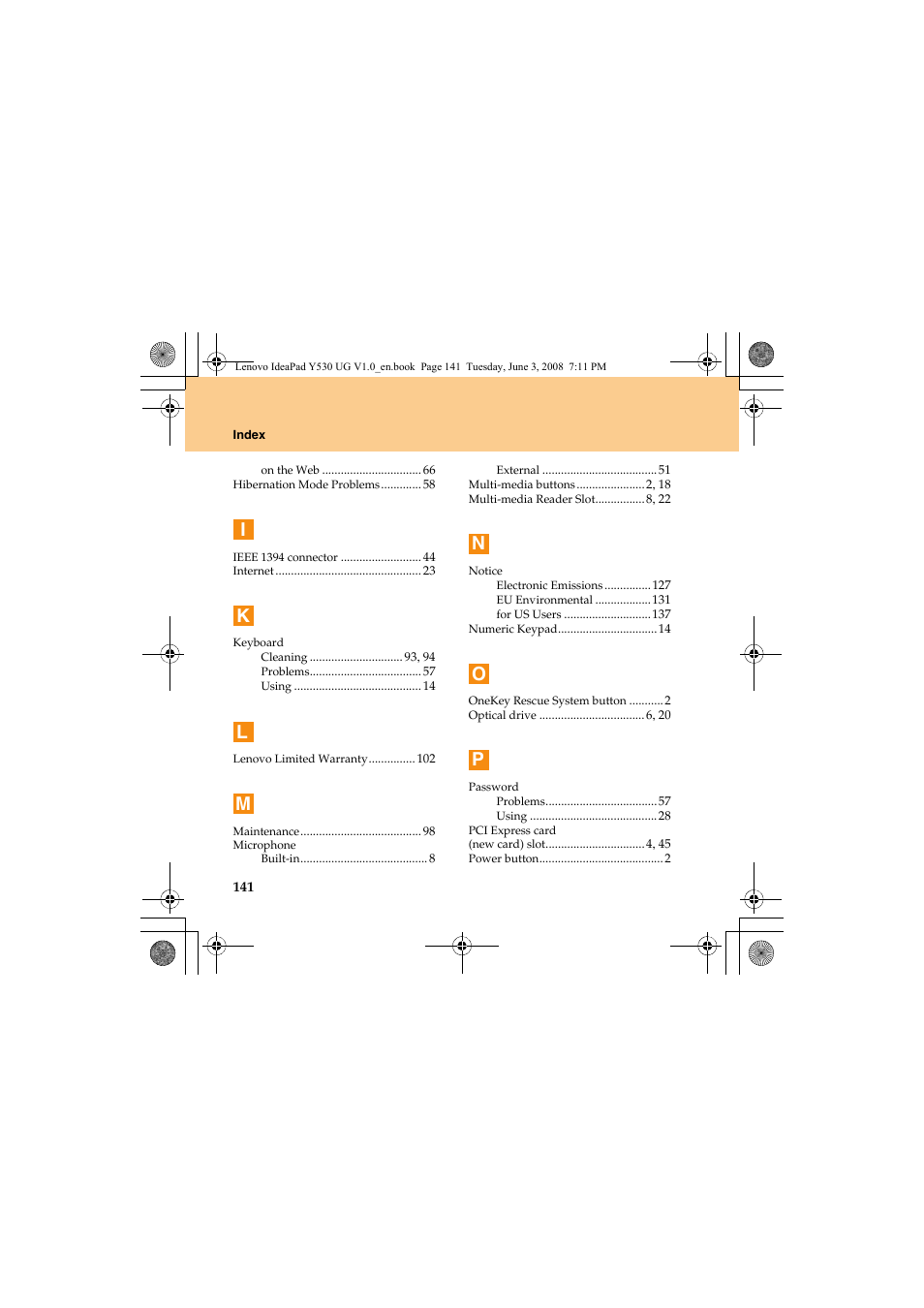 Lenovo IdeaPad Y530 User Manual | Page 150 / 152