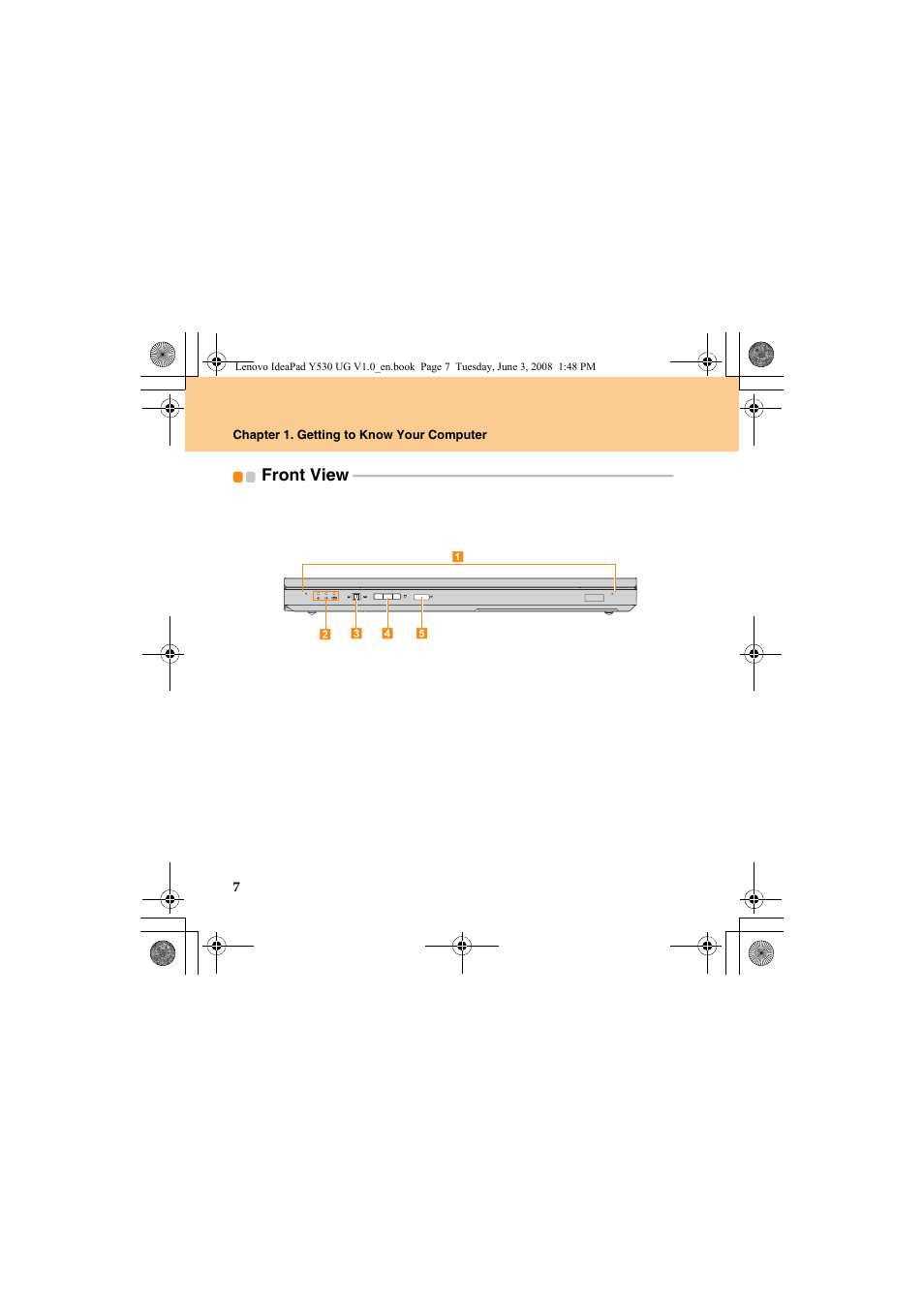 Front view | Lenovo IdeaPad Y530 User Manual | Page 16 / 152