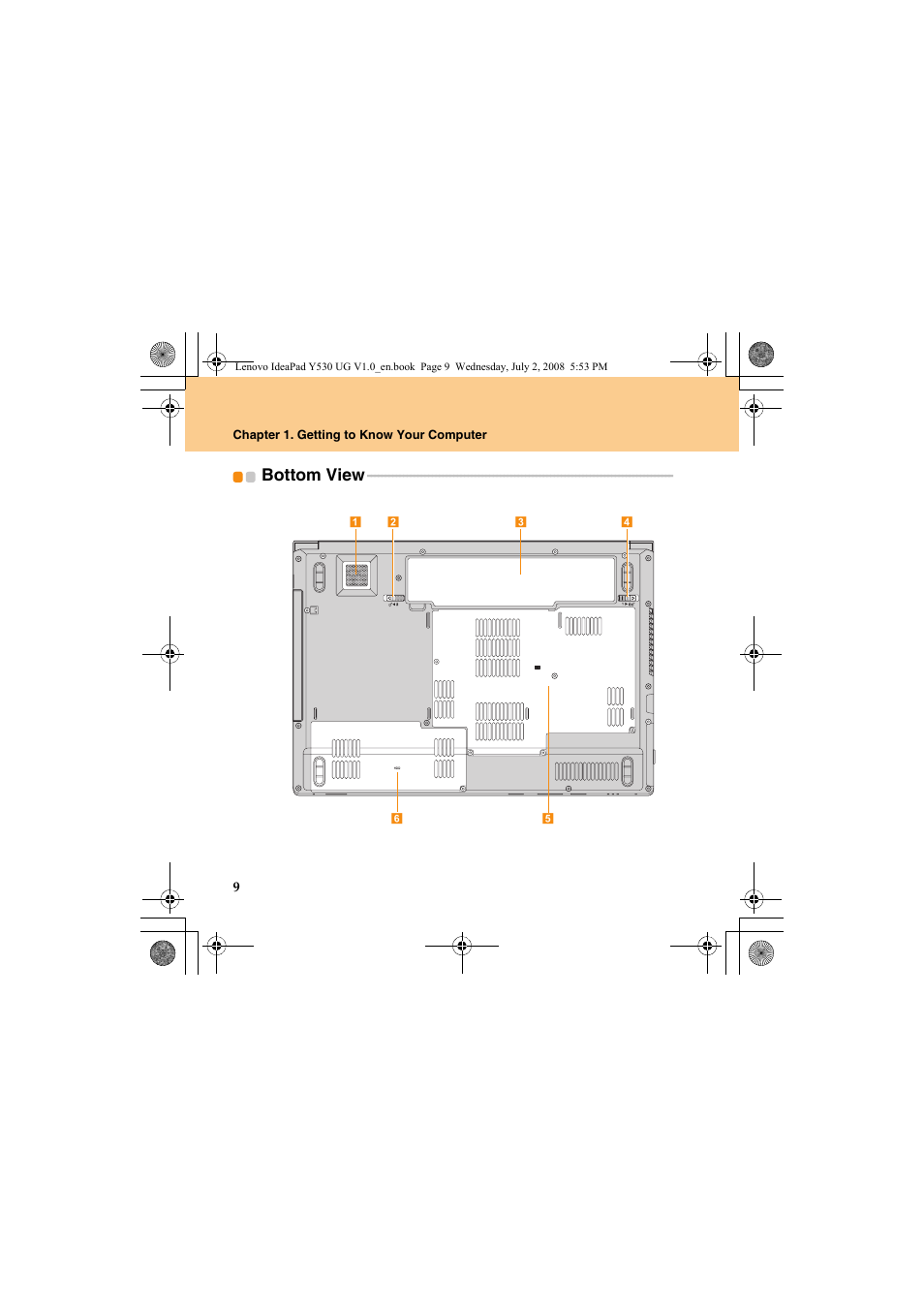 Bottom view | Lenovo IdeaPad Y530 User Manual | Page 18 / 152