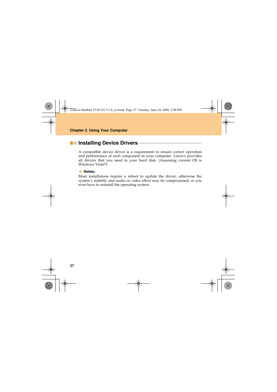 Installing device drivers | Lenovo IdeaPad Y530 User Manual | Page 46 / 152