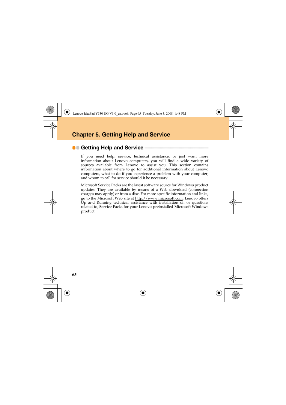 Chapter 5. getting help and service, Getting help and service | Lenovo IdeaPad Y530 User Manual | Page 74 / 152