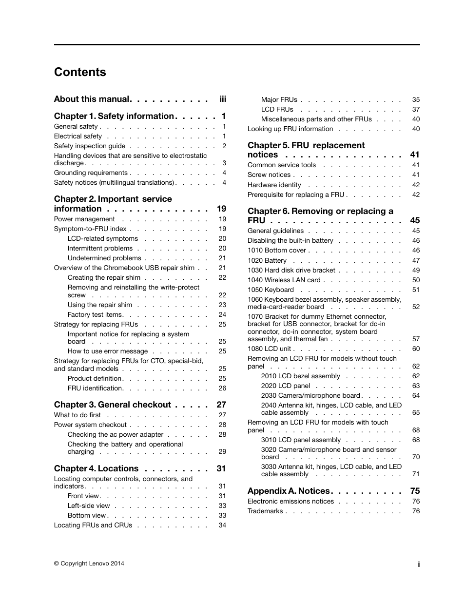 Lenovo ThinkPad Yoga 11e Chromebook User Manual | Page 3 / 84