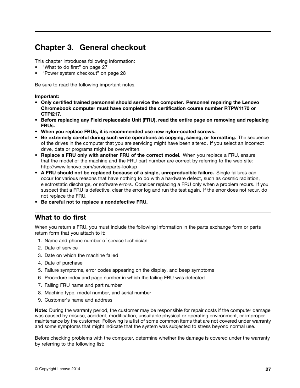 Chapter 3. general checkout, What to do first | Lenovo ThinkPad Yoga 11e Chromebook User Manual | Page 33 / 84