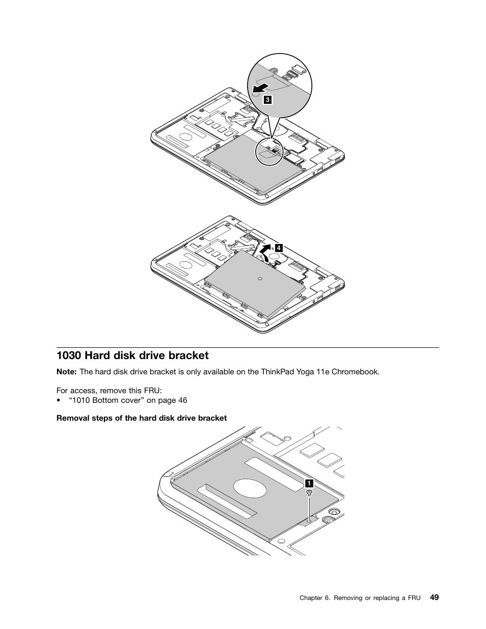 1030 hard disk drive bracket | Lenovo ThinkPad Yoga 11e Chromebook User Manual | Page 55 / 84