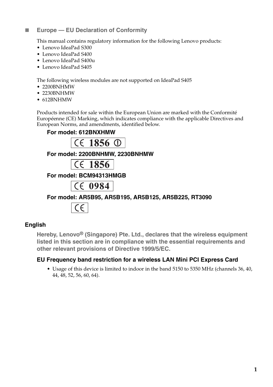 Lenovo IdeaPad S400u Notebook User Manual | 16 pages