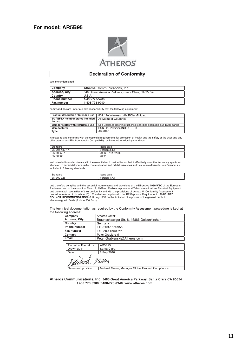 Declaration of conformity | Lenovo IdeaPad S400u Notebook User Manual | Page 11 / 16