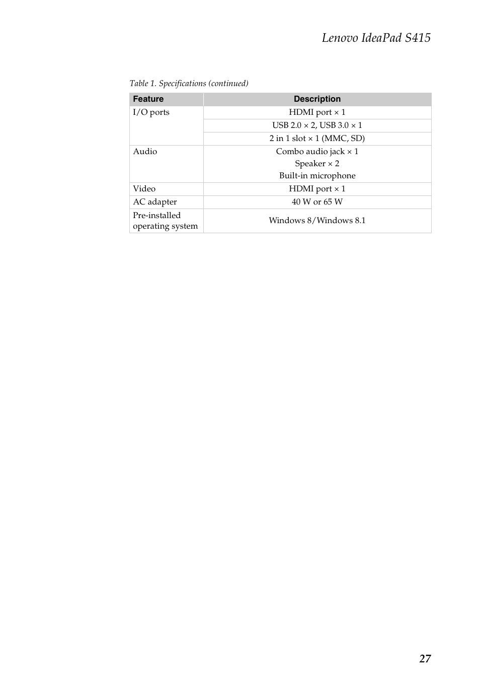 Lenovo ideapad s415 | Lenovo IdeaPad S415 Notebook User Manual | Page 31 / 78