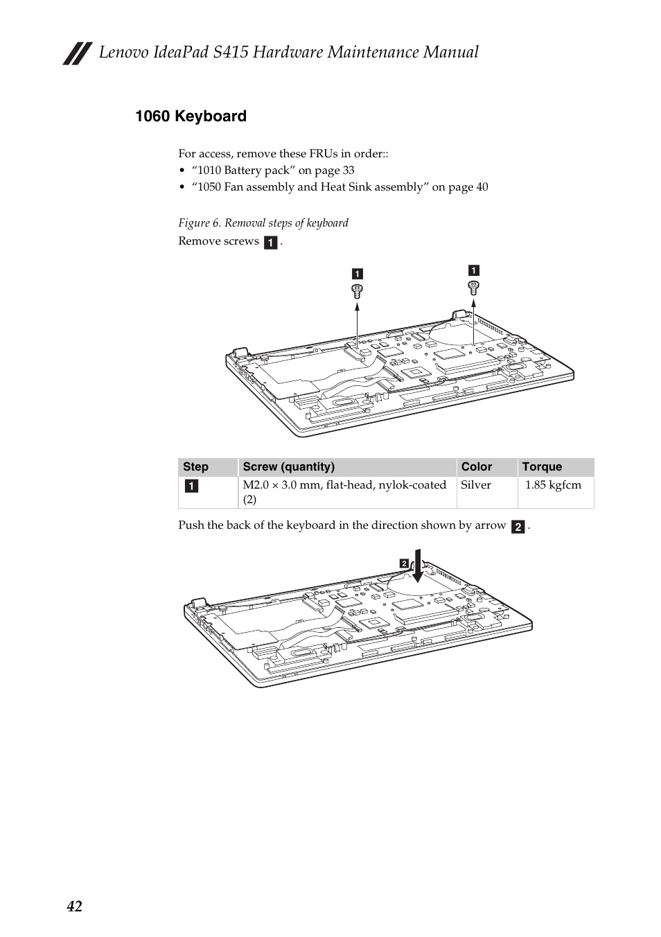 1060 keyboard, Lenovo ideapad s415 hardware maintenance manual | Lenovo IdeaPad S415 Notebook User Manual | Page 46 / 78