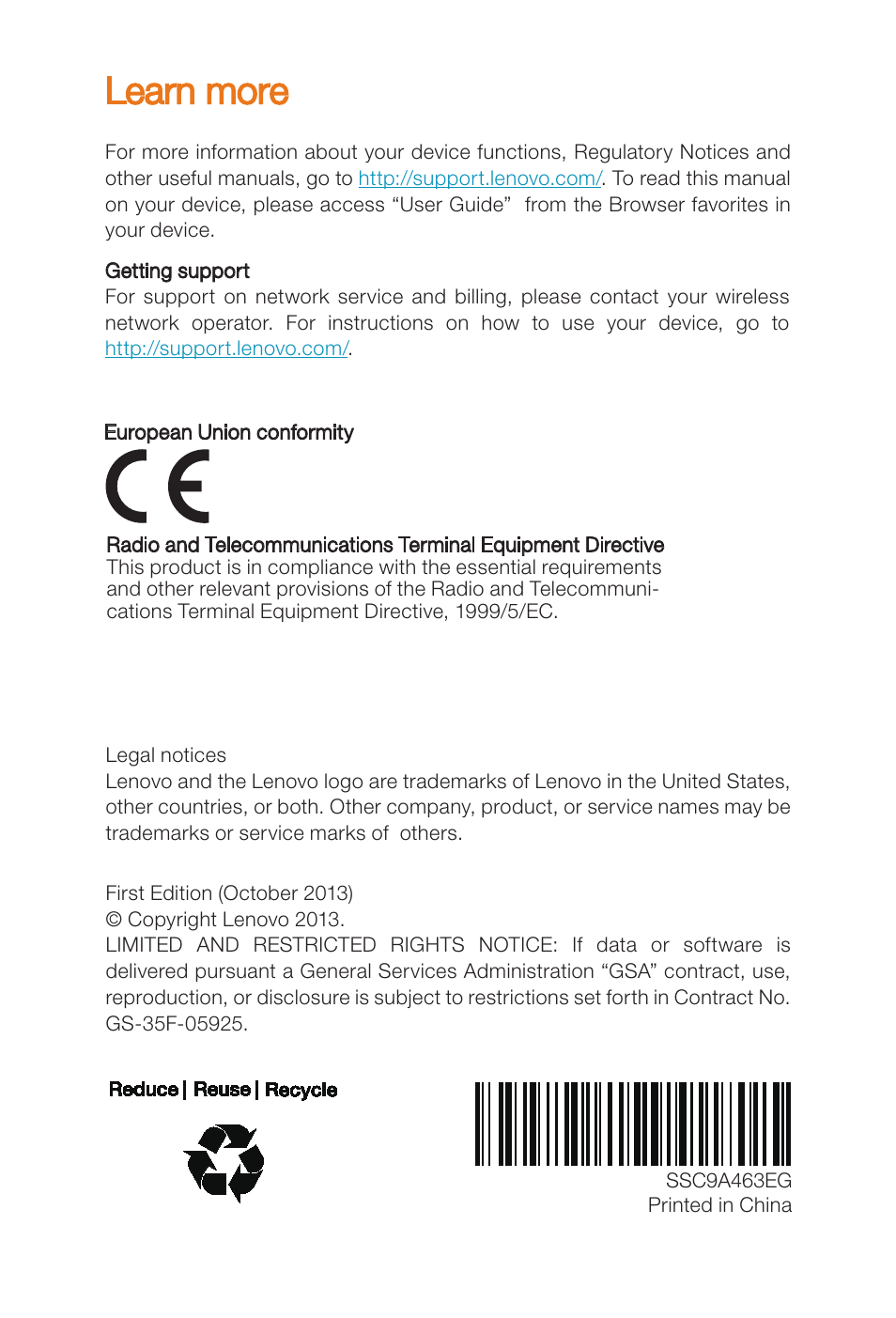 Learn more | Lenovo S6000L Tablet User Manual | Page 12 / 12