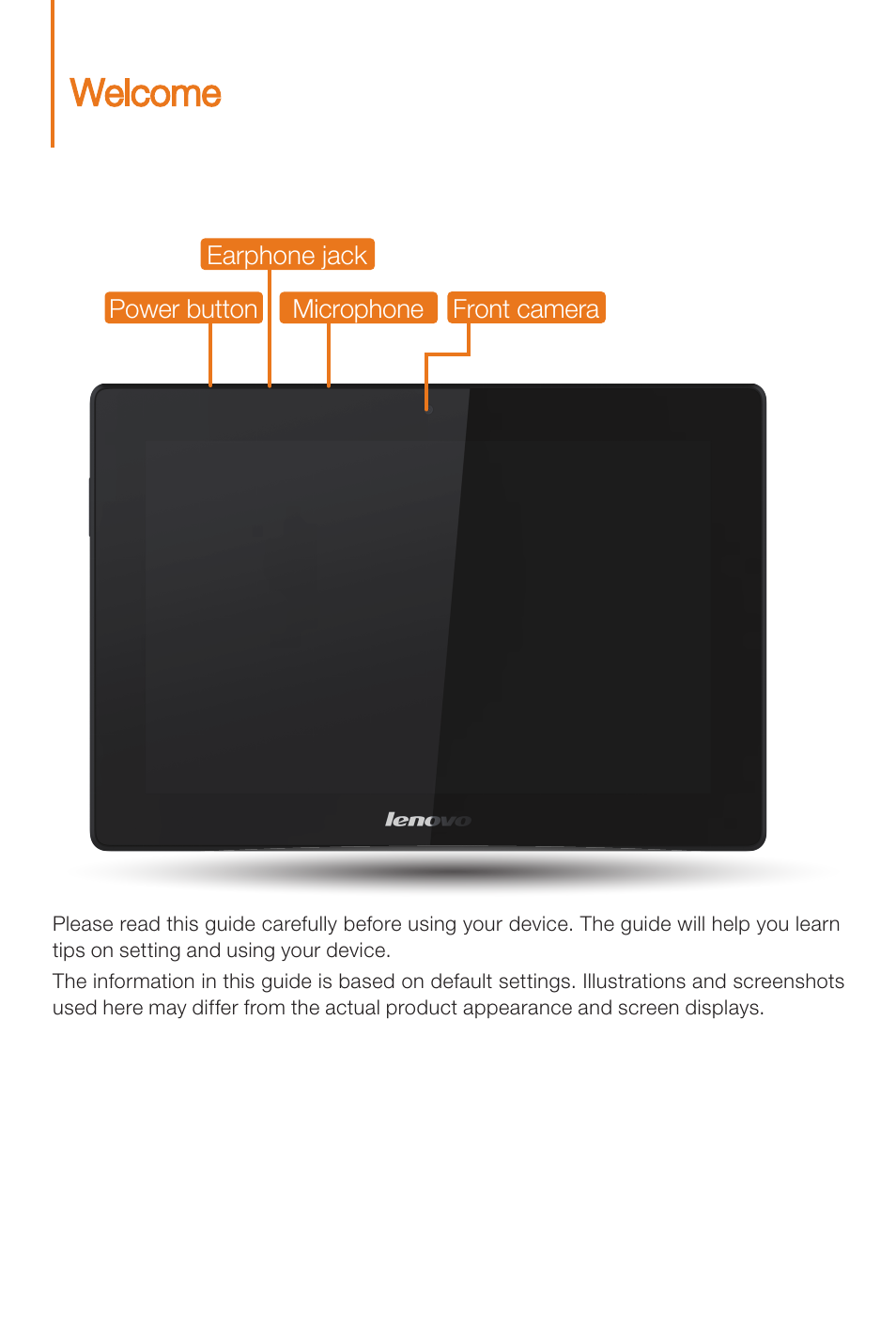 Welcome | Lenovo S6000L Tablet User Manual | Page 2 / 12