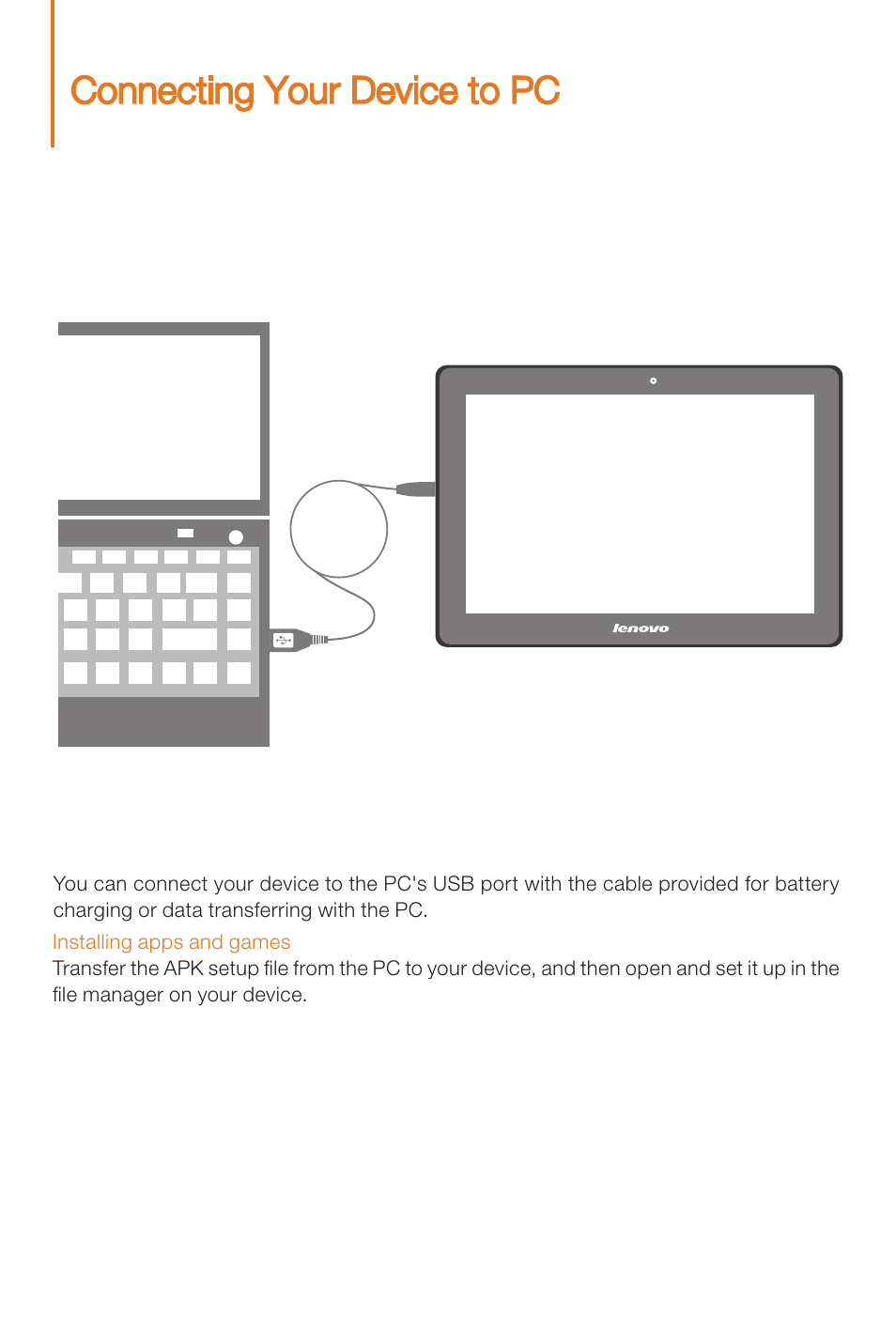 Connecting your device to pc | Lenovo S6000L Tablet User Manual | Page 7 / 12