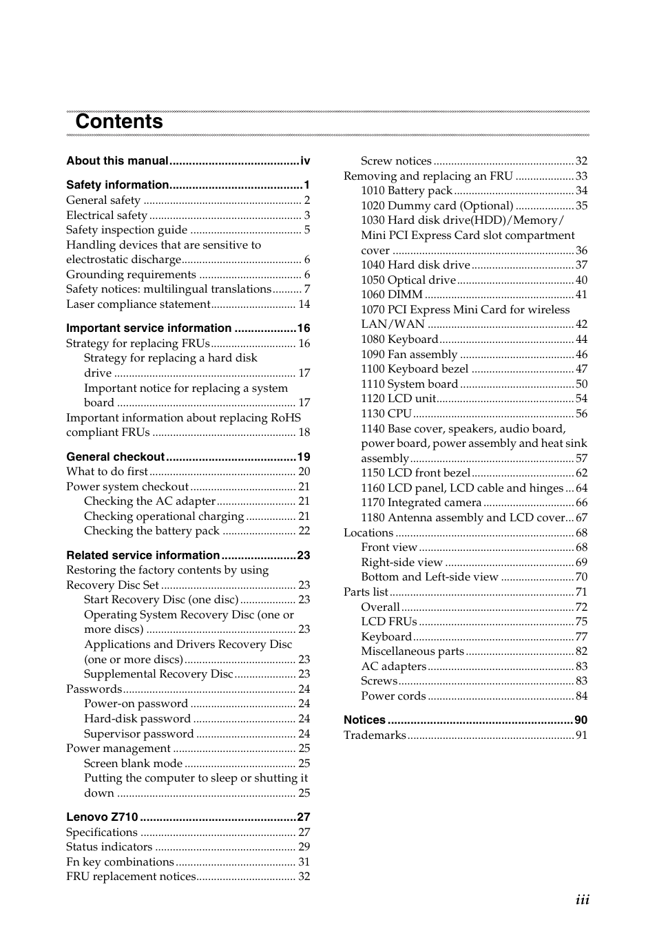 Lenovo IdeaPad Z710 Notebook User Manual | Page 3 / 95