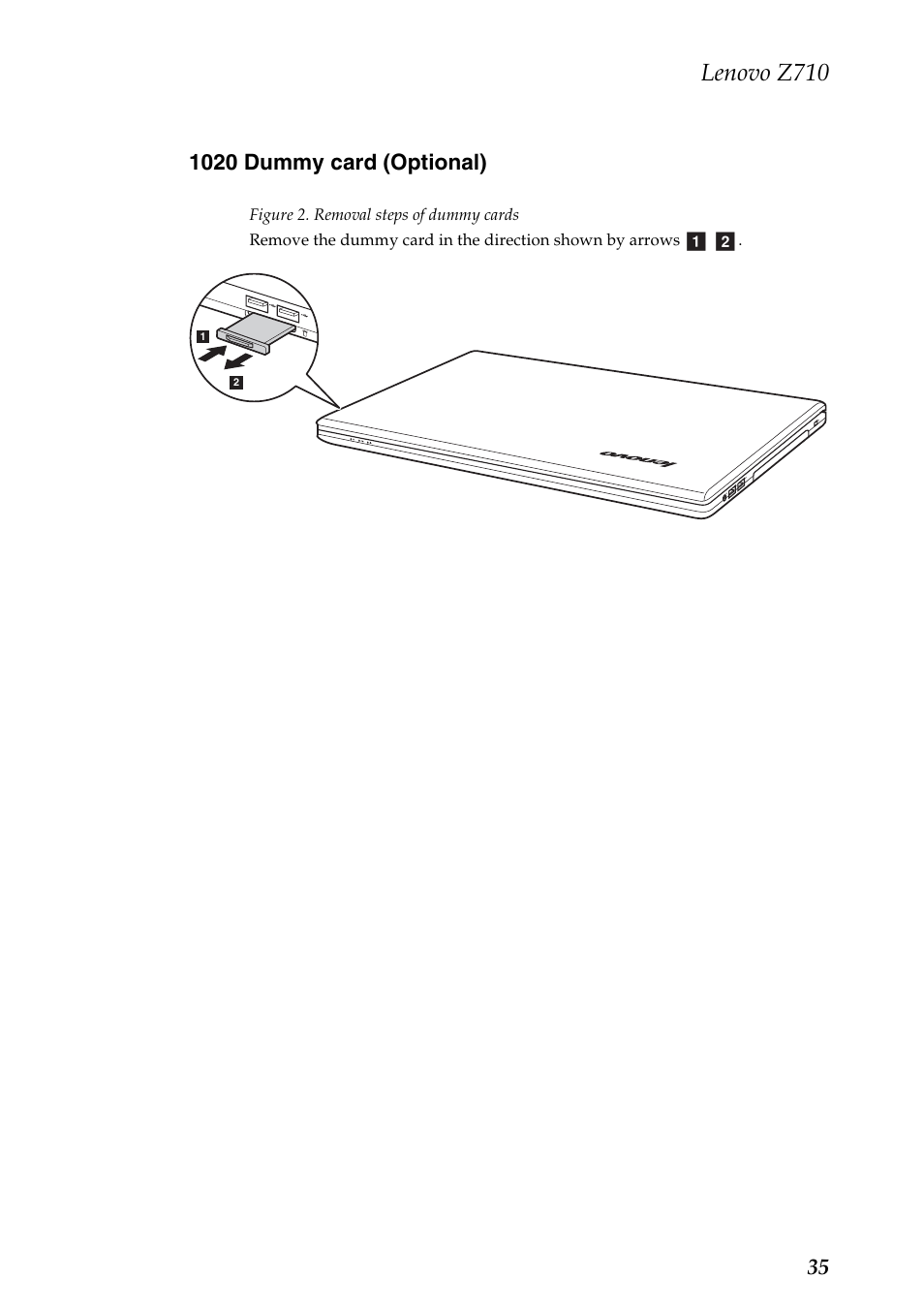 1020 dummy card (optional), Lenovo z710 | Lenovo IdeaPad Z710 Notebook User Manual | Page 39 / 95