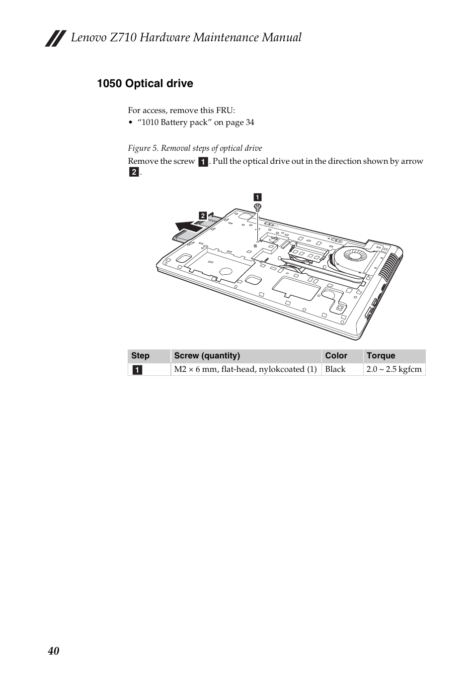 1050 optical drive, Lenovo z710 hardware maintenance manual | Lenovo IdeaPad Z710 Notebook User Manual | Page 44 / 95