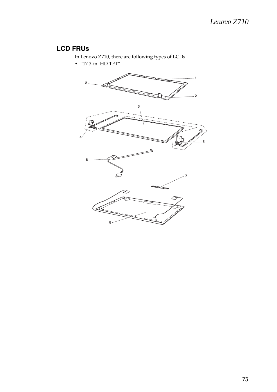 Lcd frus, Lenovo z710, 75 lcd frus | Lenovo IdeaPad Z710 Notebook User Manual | Page 79 / 95