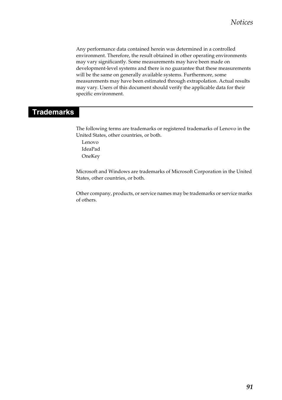 Trademarks, Notices | Lenovo IdeaPad Z710 Notebook User Manual | Page 95 / 95