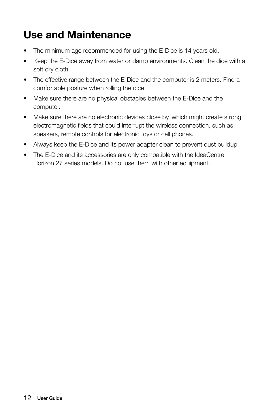 Use and maintenance | Lenovo Horizon 27 Table PC IdeaCentre User Manual | Page 17 / 47