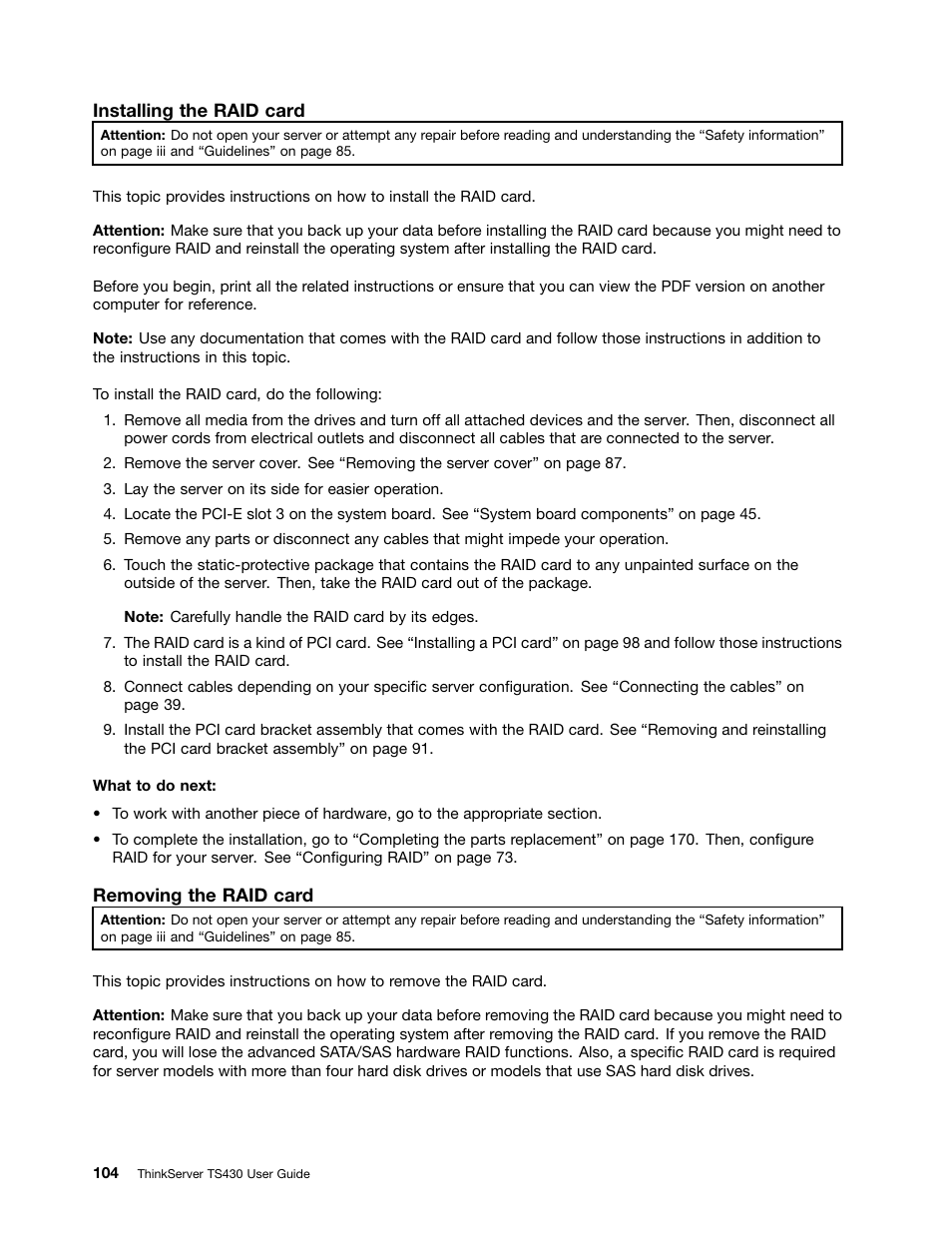 Lenovo ThinkServer TS430 User Manual | Page 116 / 222