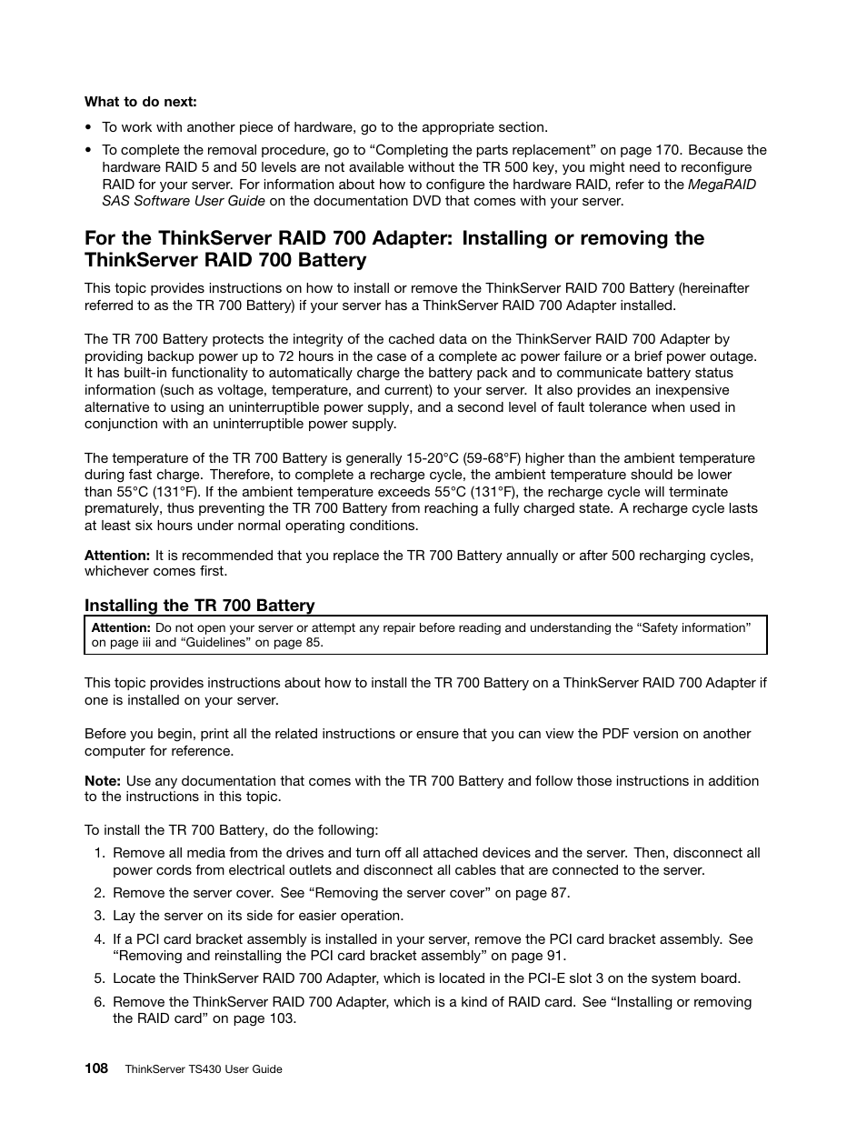 Lenovo ThinkServer TS430 User Manual | Page 120 / 222